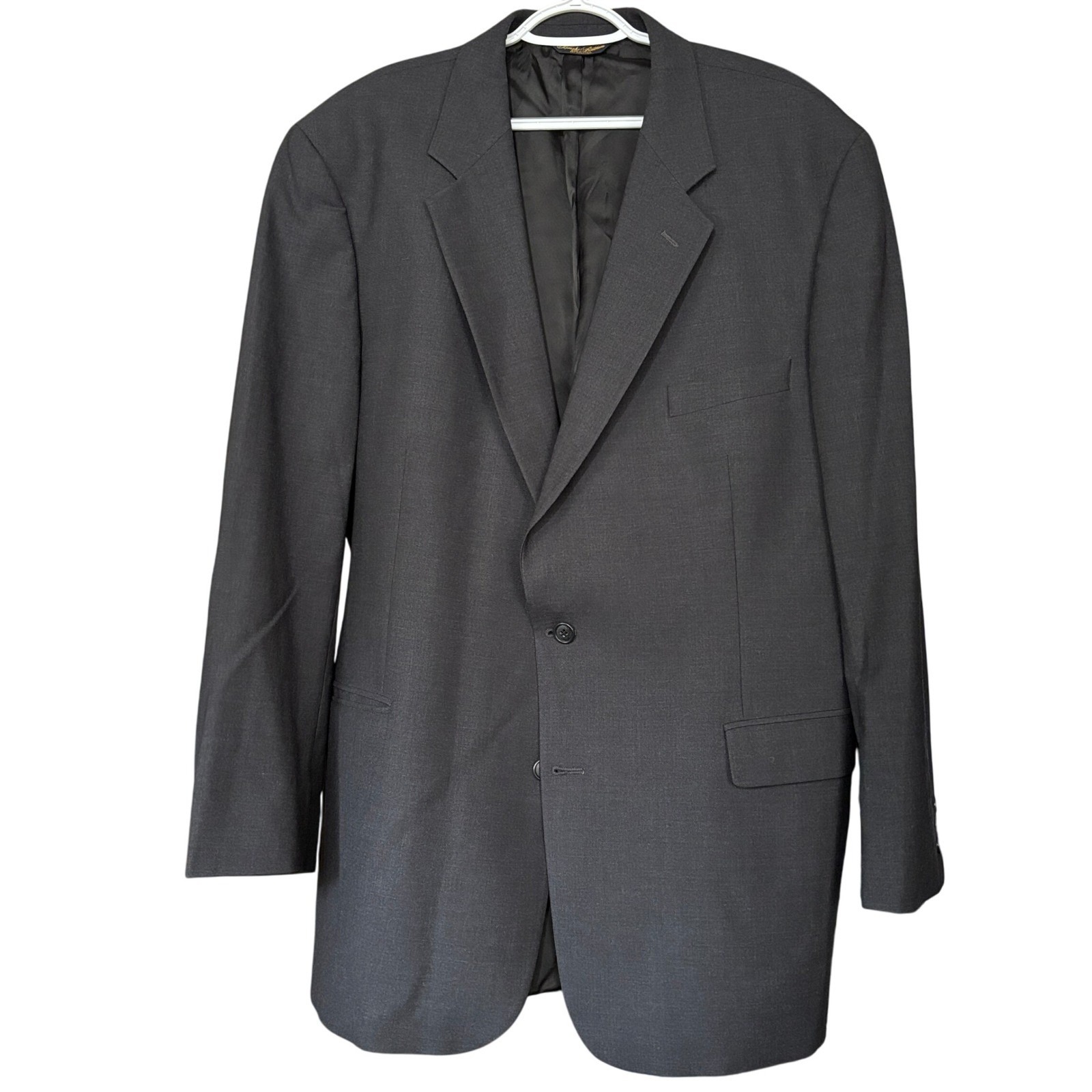 Brooks Brothers Brooksease Men's 48l 2 Button Blazer Jacket Wool Blend Dark Gray